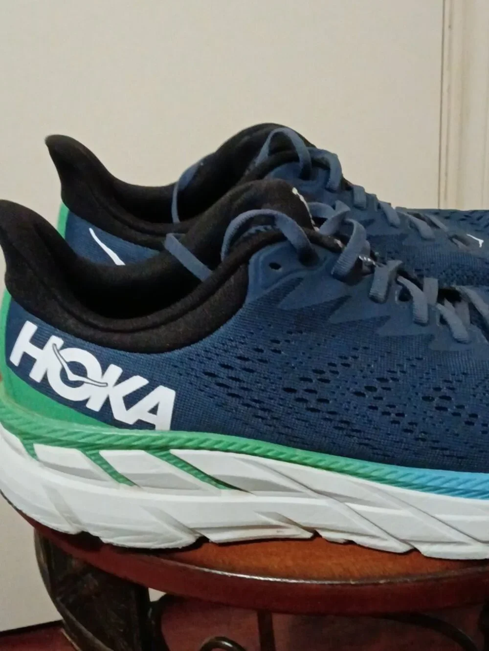 Hoka One One Clifton 7 Blue Running Shoes Mens Size 10 Wide 2E 1110534 MOAN